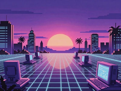 Pixel Frontier 88 - retro indie game with synthwave style